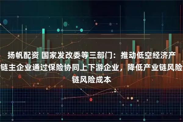 扬帆配资 国家发改委等三部门：推动低空经济产业链链主企业通过保险协同上下游企业，降低产业链风险成本